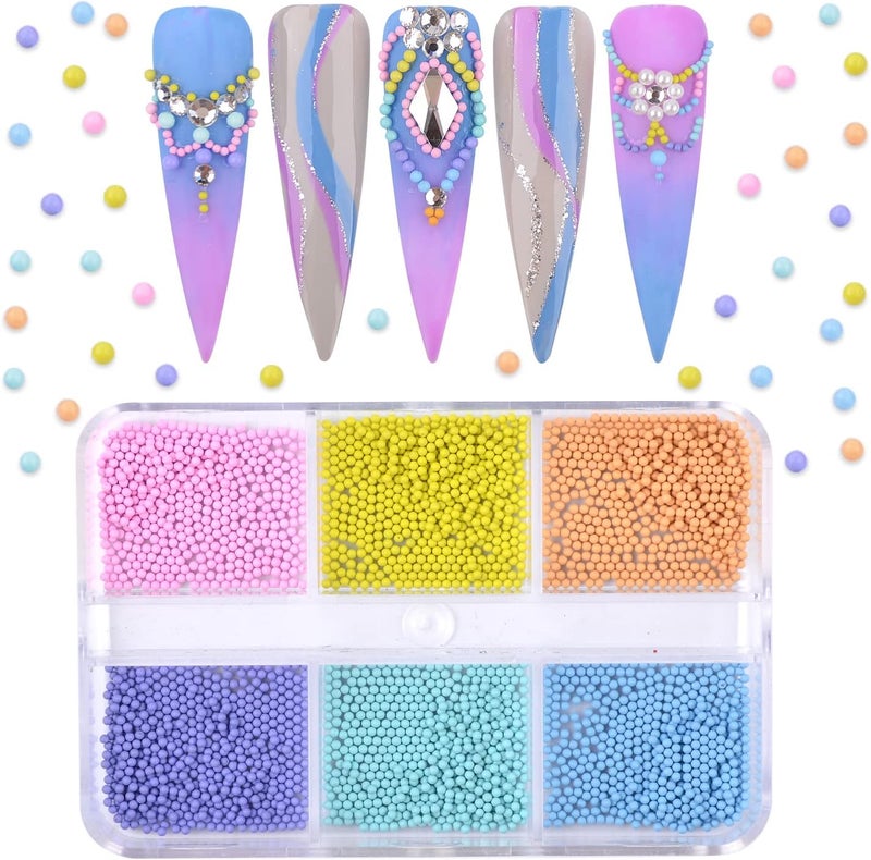 WEILUSI 3D Nails Art Decoration Steel Studs - Mini Metal Caviar Nails Beads Set Summer Micro Macaron Nail Crystal Ball Bead for Women Nail House Salons DIY Tools Manicure Makeup Dress Shoes-1MM - Image 1